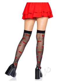 Spandex Dot Cherry Thigh Os Blk/red