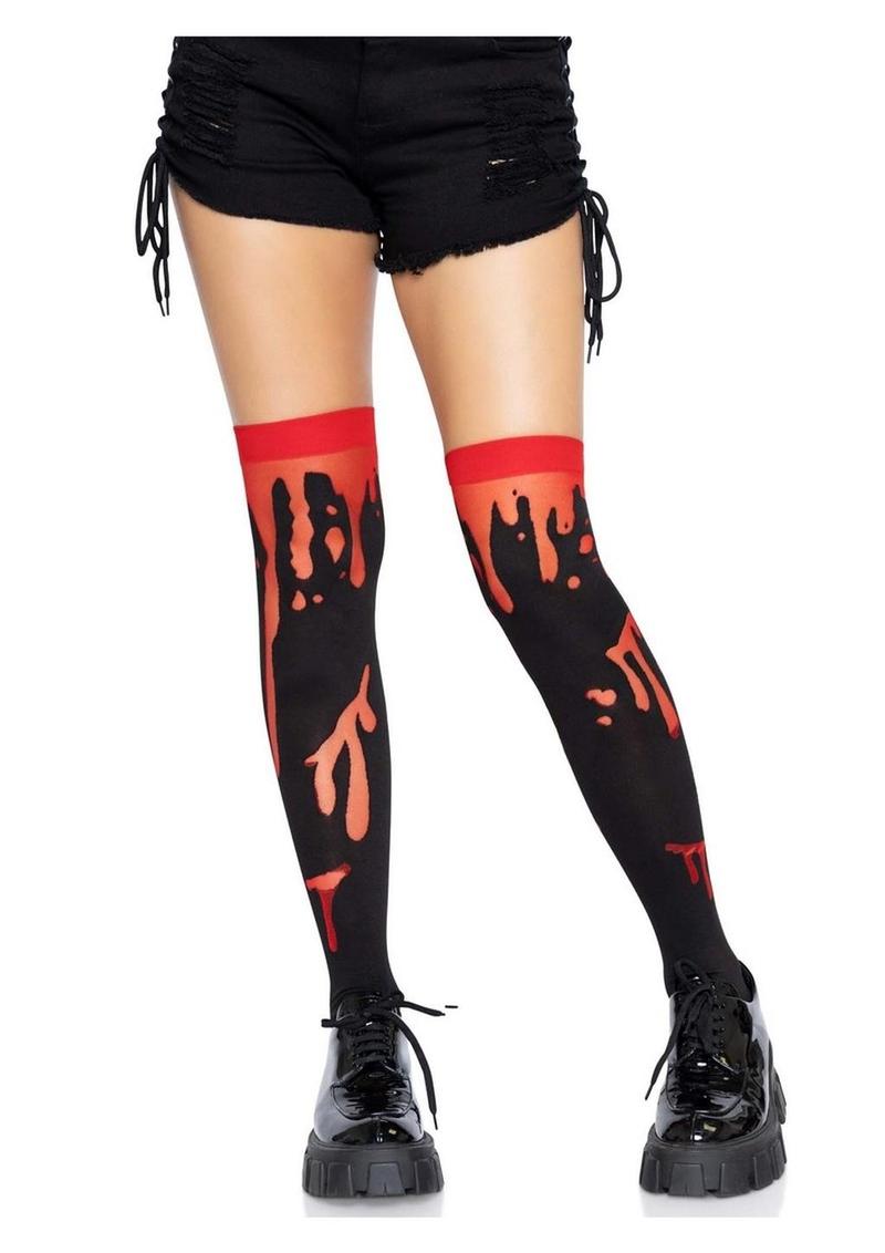 Splatter Thigh Highs Os Red