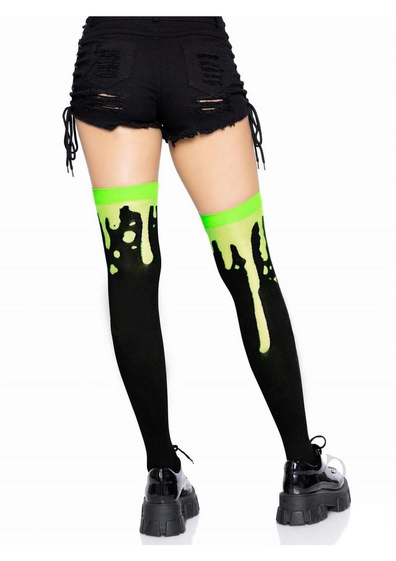 Splatter Thigh Highs Os Green