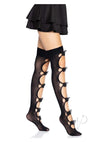 Opaque Butterfly Applique Thigh Os Blk