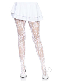 Seamless Chantilly Floral Tights Os Wht