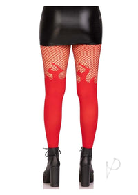 Opaque Flame Tight Fishnet Top Os Red