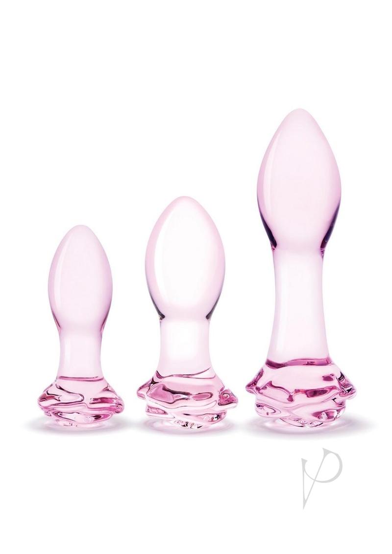 Rosebud Butt Plug Set 3pc Pink