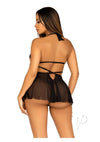 Open Cup Eyelash Babydoll Panty Lg Blk