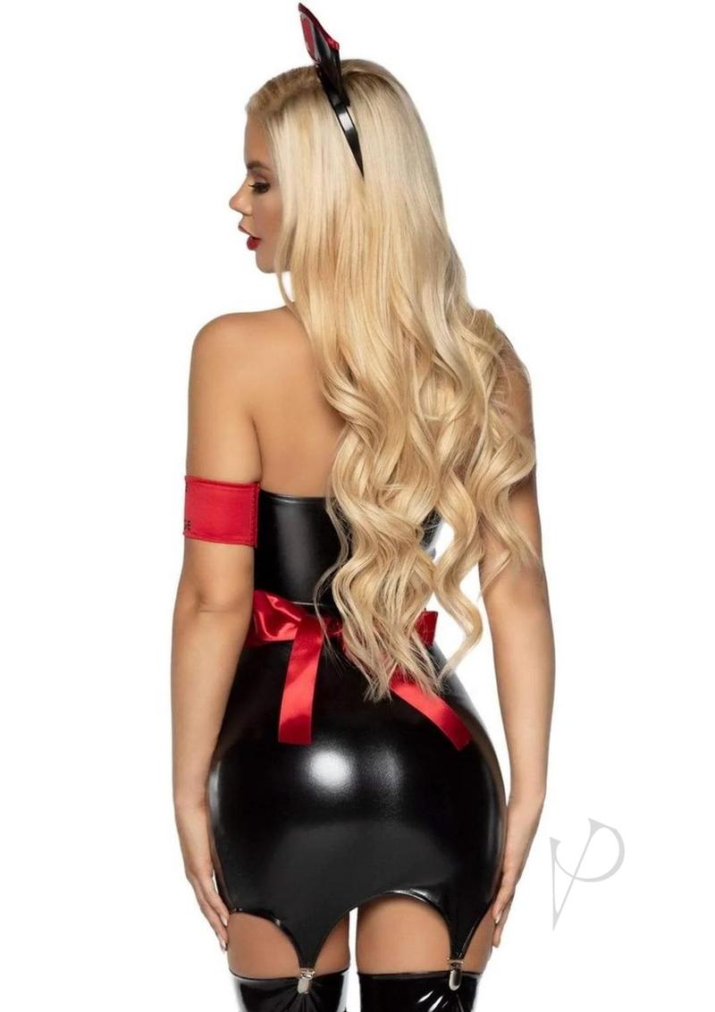 Naughty Nurse Wet Look 4pc Xs Blk/red