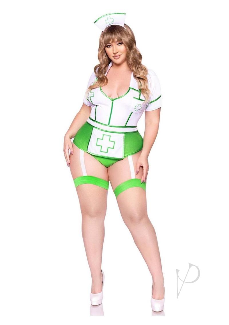 Nurse Feelgood 2pc 1x/2x Grn/wht