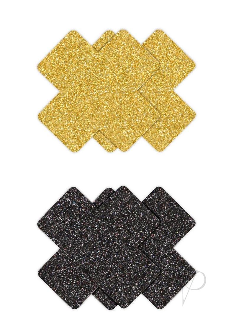 Pretty Pasties Glitter Cross Blk/gld