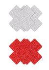 Pretty Pasties Glitter Cross Red/slv