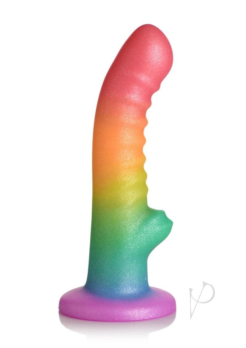 Simply Sweet Ribbed Rainbow Dildo