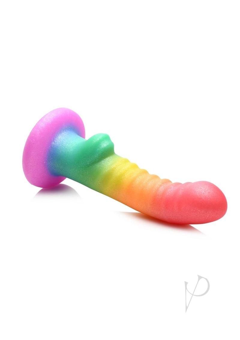 Simply Sweet Ribbed Rainbow Dildo