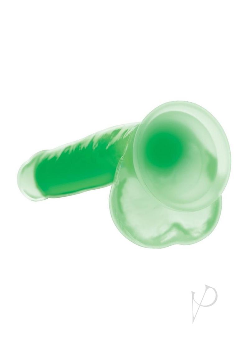 Lollicock Glow in the Dark Silicone Dildo with Balls 7in Green