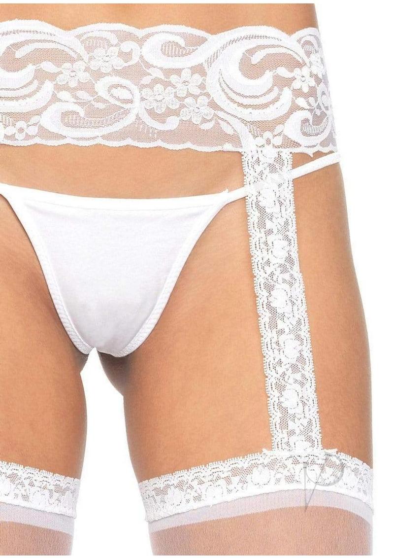 Sheer Thi Hi Lace Garter Belt Os Wht