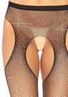 Crytalized Fishnet Suspender Hose Os Blk