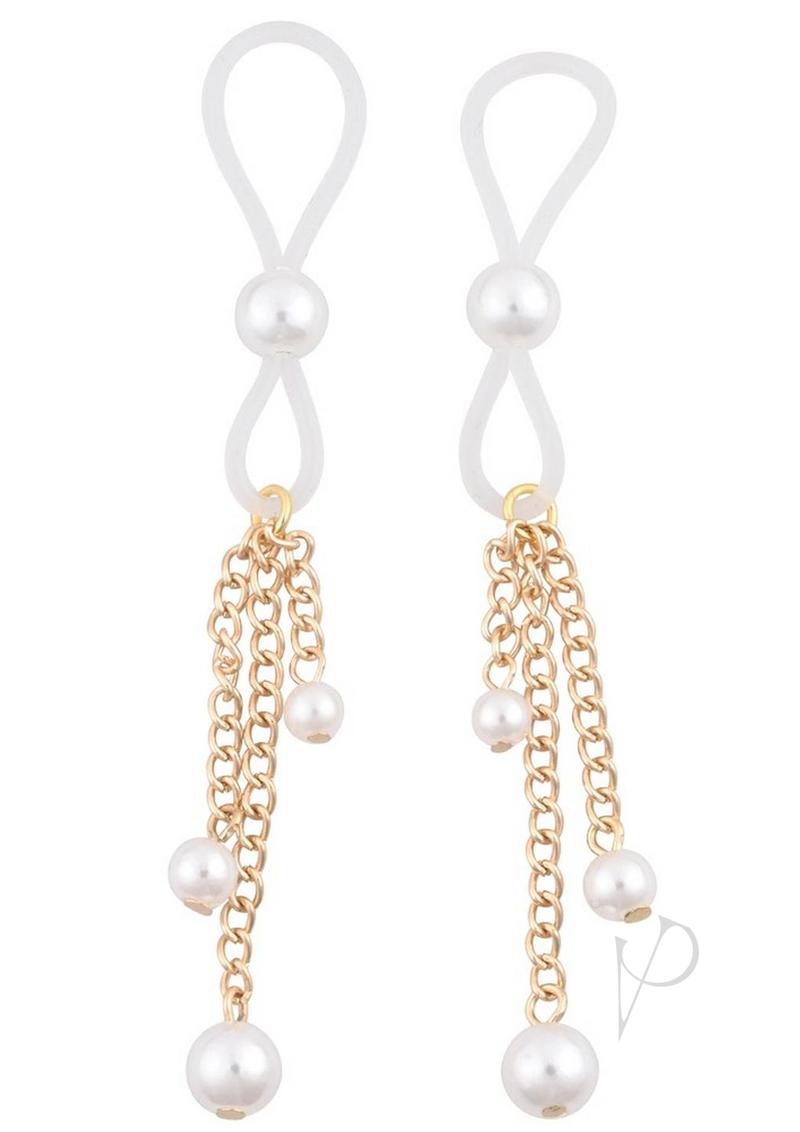 Sandm Pearl Nipple Ties Wht/gld