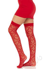 Heart Net Thigh High Os Red