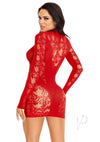 Lace Keyhole Mini Dress Gloves Os Red