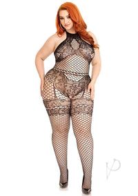 Seamless Indust Bodystocking 1x/2x Blk