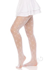 Love Struck Heart Net Tights Os Wht