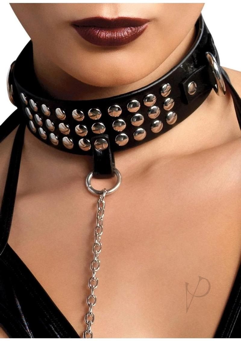 Bondage Collar Leash Os Blk