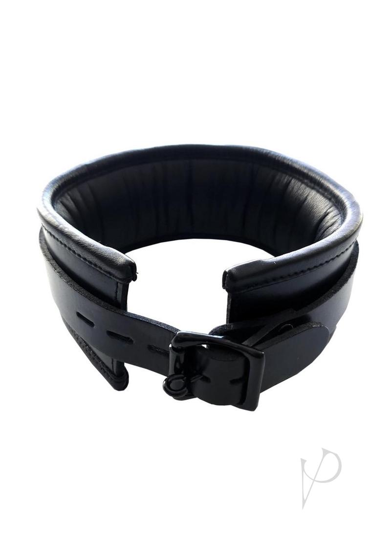 Padded Leather Collar Black