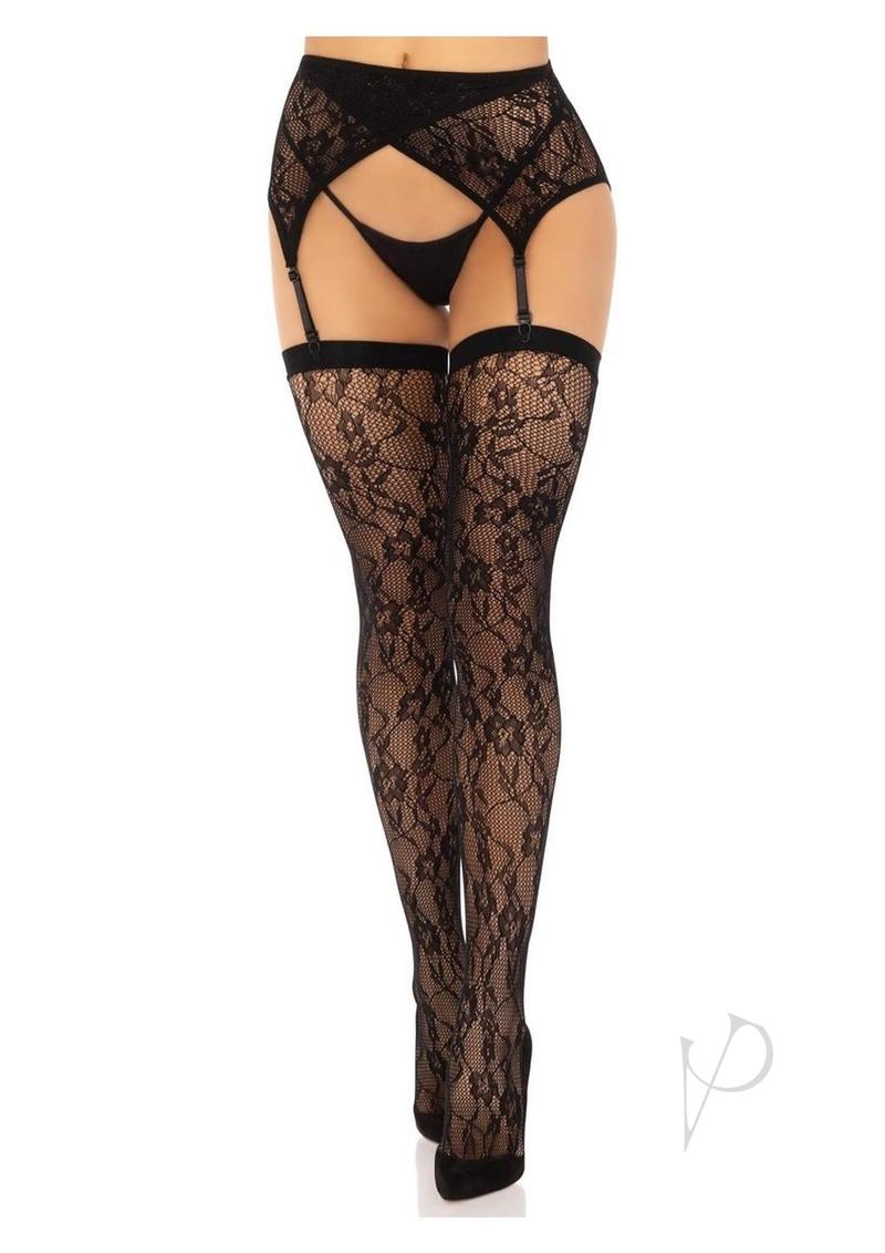 Rachel Thigh High Cross Garter Os Blk