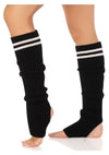 Rib Stirrup Leg Warmers Stripe Os Blk