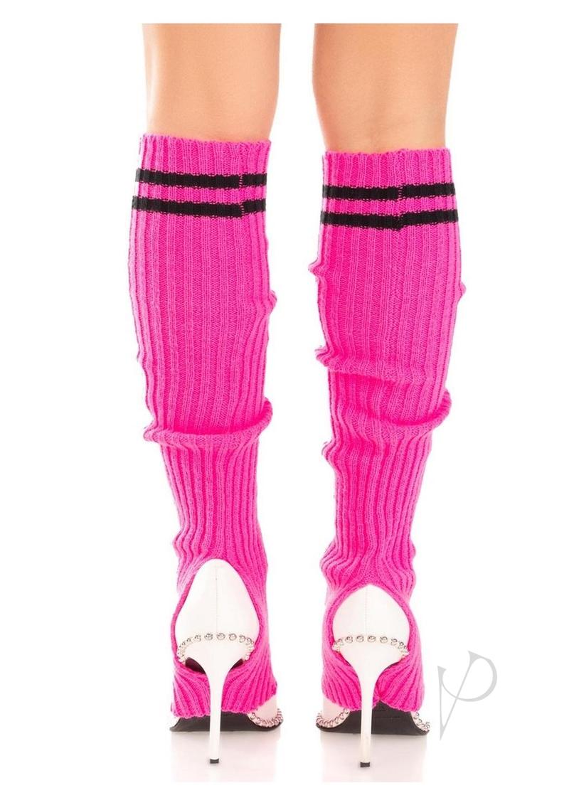 Rib Stirrup Leg Warmers Stripe Os Pnk