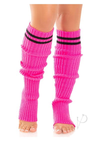 Rib Stirrup Leg Warmers Stripe Os Pnk