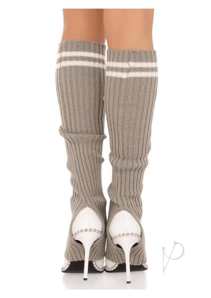 Rib Stirrup Leg Warmers Stripe Os Gry