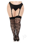 Wild Rose Net Thigh Highs 1x-2x Black