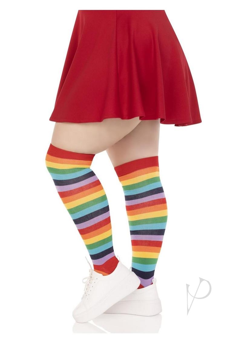 Spandex Acrylic Rainbow Thigh High 1x-2x