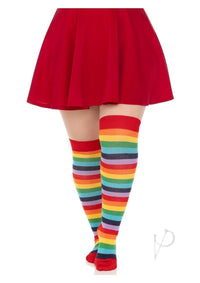 Spandex Acrylic Rainbow Thigh High 1x-2x