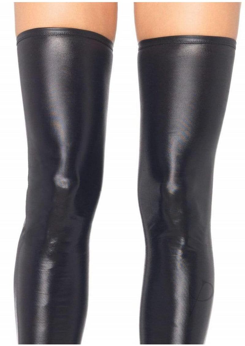 Wet Look Thigh High Sm/md Black