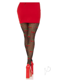 Spandex Dot Cherry Tights Os Blk