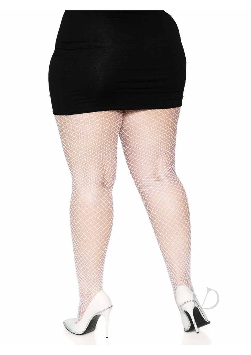 Spandex Indust Net Tights 1x-2x Wht