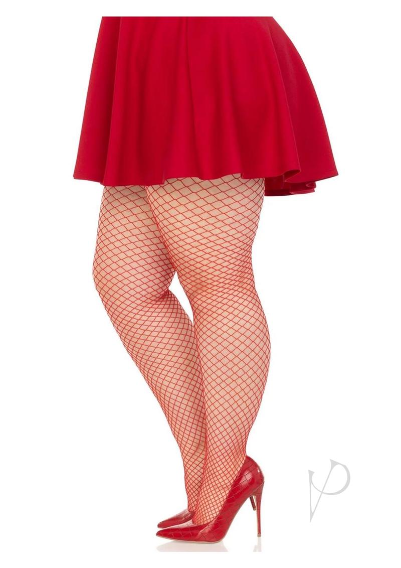 Spandex Indust Net Tights 1x-2x Red