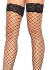 Fence Net Stocking Lace Top Os Blk