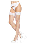 Fence Net Stocking Lace Top Os Wht