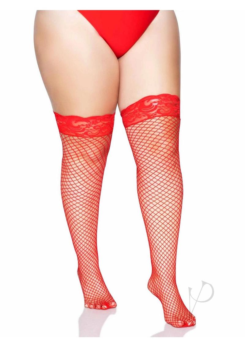 Spandex Indust Thigh High Stay 1x-2x Red