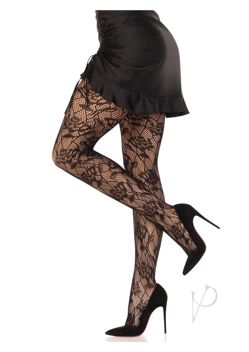 Wild Rose Net Tights Os Blk