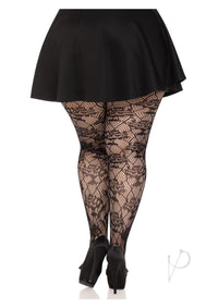 Wild Rose Net Tights 1x-2x Blk