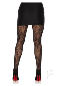 Garden Rose Lace Tights Os Blk