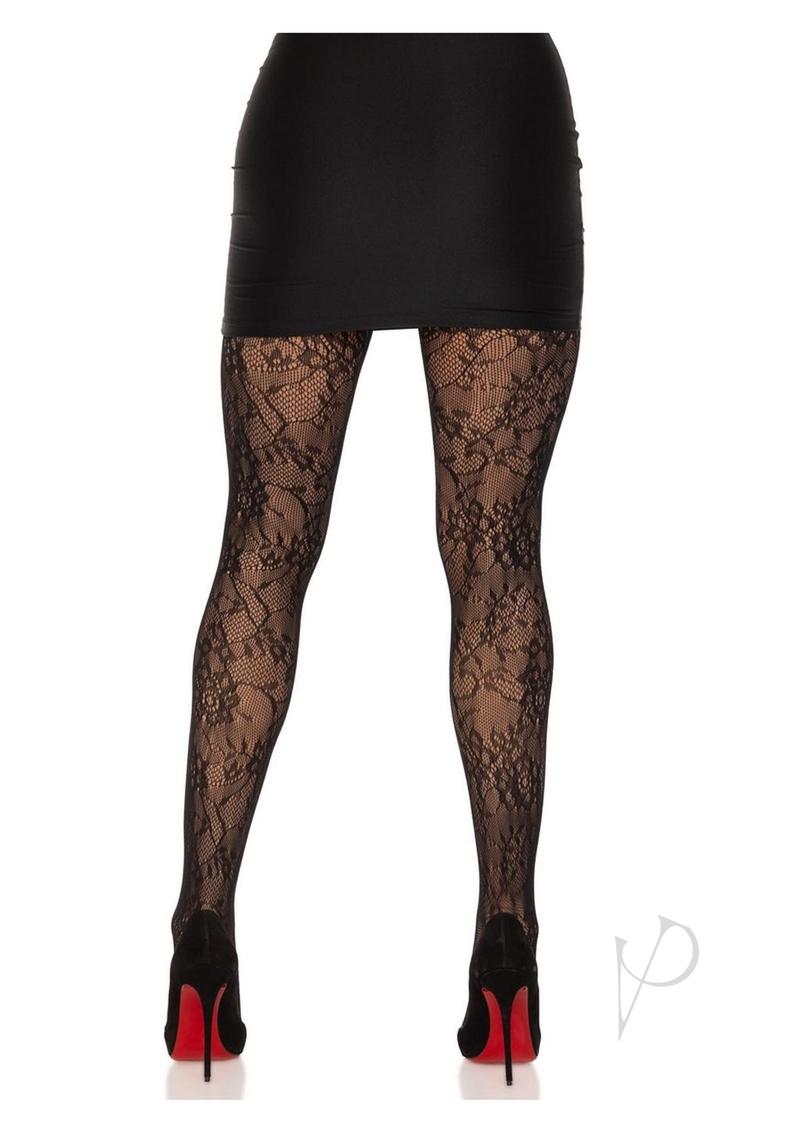 Garden Rose Lace Tights Os Blk