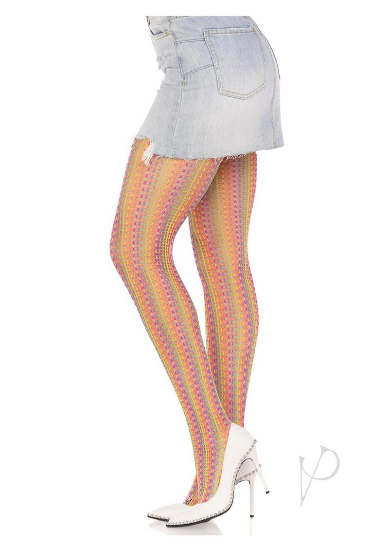 Rainbow Crochet Tights Os