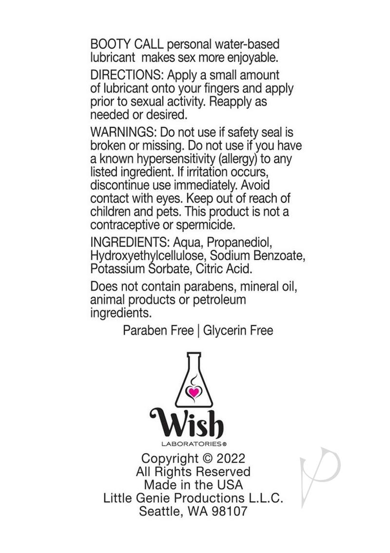 Bootycall Water Based Lube 4oz