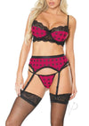 Bra Garter Gstring Plaid Pnk Lg