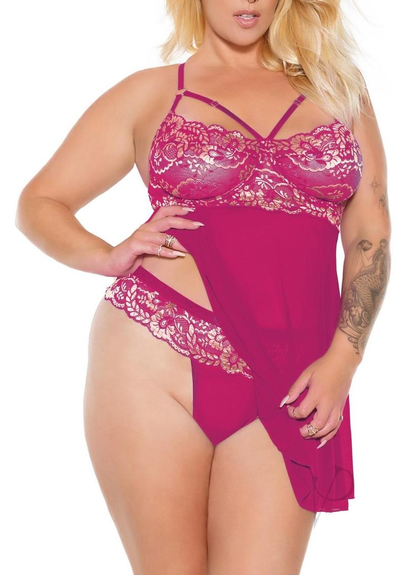 Babydoll Thong Pnk/rse Gld 1x/2x