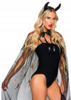 Sheer Glitter Devil Cape Horns Os 2pc