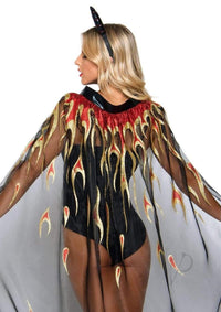 Sheer Glitter Devil Cape Horns Os 2pc