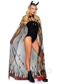 Sheer Glitter Devil Cape Horns Os 2pc